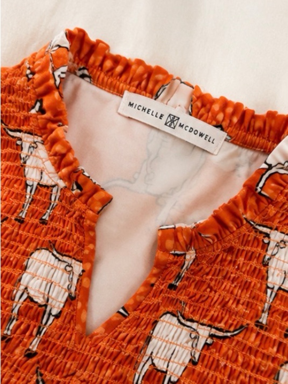 Orange Longhorn Print Women’s Blouse - Medium - Picture 2 of 3